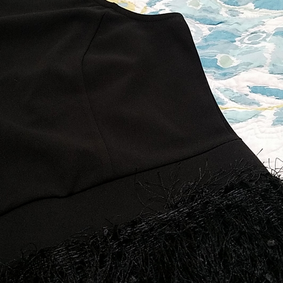 Mini black dress with a fringe bottom - Picture 2 of 5